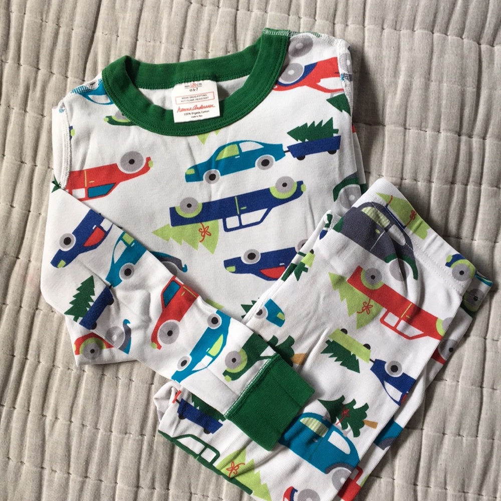 Winter theme jammies by Hanna Andersson.